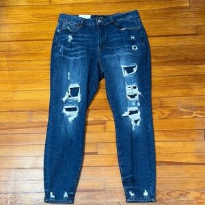 Judy Blue Dark Blue Distressed Skinny Jeans